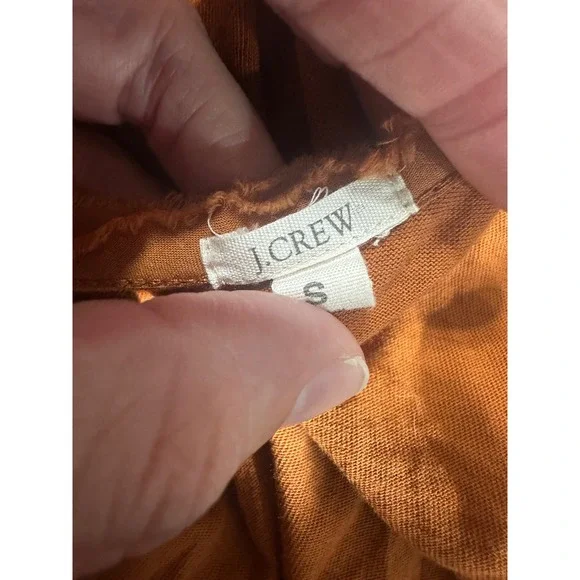 J.Crew Womens Ruffle Front Tank Top Burnt Orange Rust Cotton Y2K Scoop Neck S - Picture 6 of 7